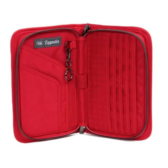 Lug Zeppelin 2 RFID Wristlet Wallet Poppy Red with Houndstooth Interior - Picture 3 of 11